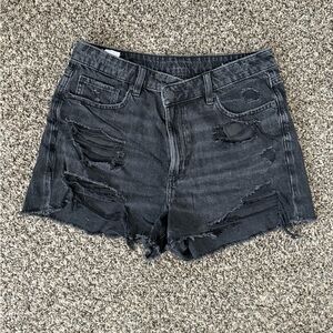American Eagle Distressed Black Denim Shorts